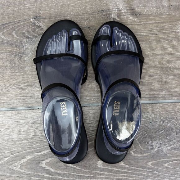 Tkees Mia Napa Women’s Sz 8/EU 39 Black Leather Strappy Toe Loop Sandals - Picture 5 of 11